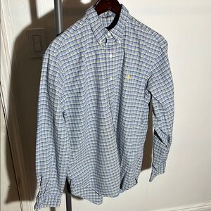 Polo Ralph Lauren Blue and White Checkered Men's Shirt Size L